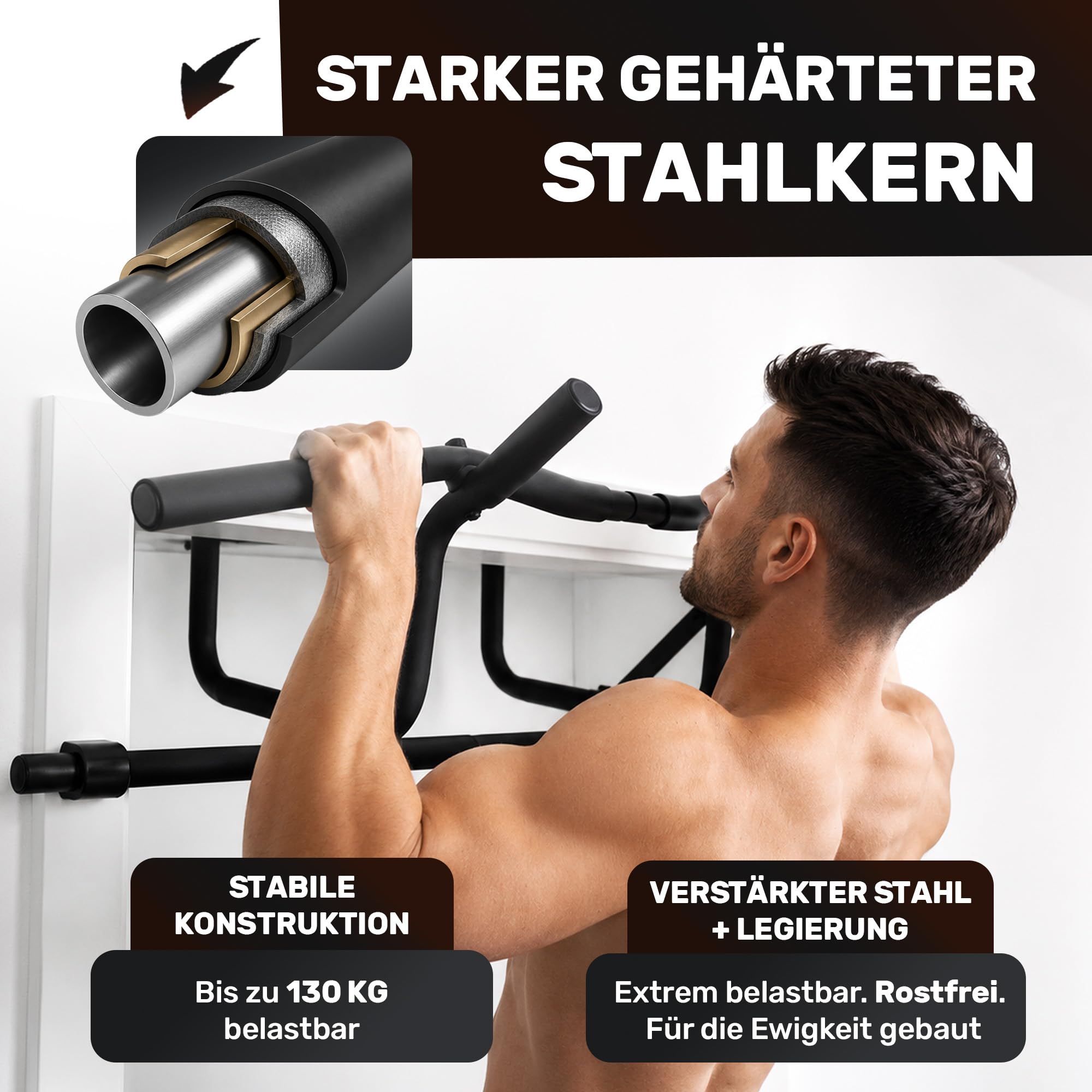 [NEU] Klimmzugstange Türrahmen ohne Schrauben Fitness Stange I Pull Klimmzugstange Tür Reckstange [7-22 cm] Pull Up Bar Trainingsstange [geschütztes Design]