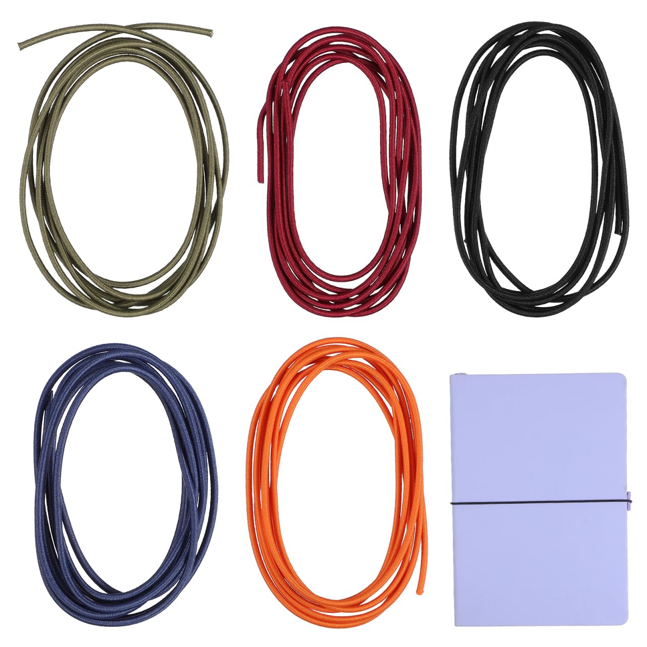 DOITOOL 5Pcs Elastic Bands for Notebooks - 39.37In Stretchy Elastic Strap Wraps for Travel Journal Planner Fixing Nylon Rope Tie for A4 A5 A6 Notepad