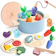 jerryvon Toys Kids 2 Year Old Kitchen Toys Montessori 2 Year Old 4-in-1 Magnetic Fish Fishing Game Gift Girl Boy 2 3 Years Educational Games Kids 2 Year Food Games Boy 2 Year