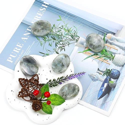 Miniatura 4 de Piedra de preocupación del pulgar para cristal de labradorita, piedras curativas de cristales de chakra, piedra ovalada de preocupación, cristal de