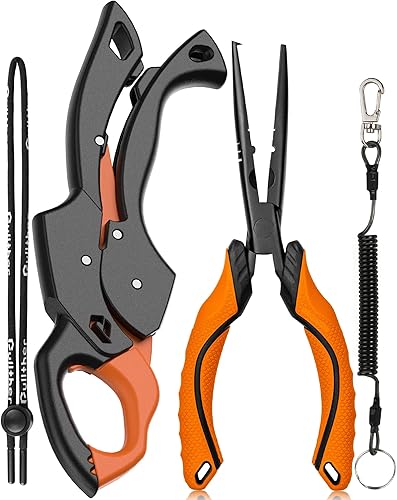 Miniatura 11 de Fish Gripper 9.2 pulgadas, cortador de línea multifunción, alicates de pesca, kit de herramientas de pesca de agua salada, equipo de pesca con