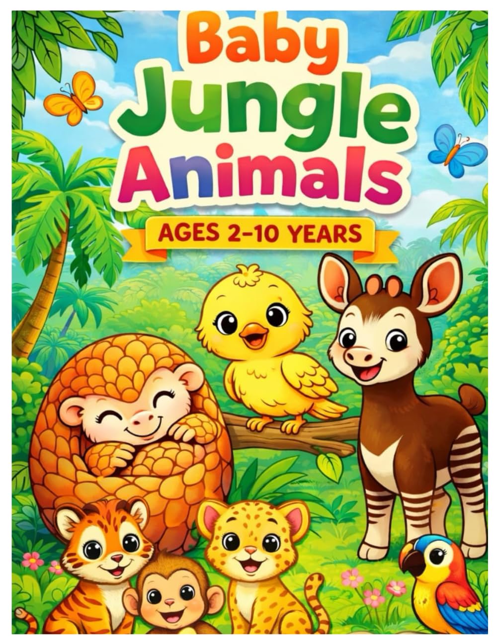 Baby Jungle Animals Coloring Book for Kids Ages 2–10;: Big, Fun, and Adorable Jungle Animal Coloring Pages for Kids Ages 2–10