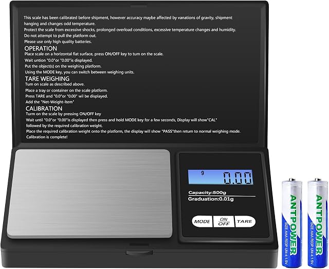 Diyife Digital Scale, [500g/0.01g] [7 Measure Units] Kitchen Scale with LCD Display Tare Function Stainless Steel Platform, Jewelry Scale Precise Mini Pocket Scale for Gold Medicine Food Jewellery