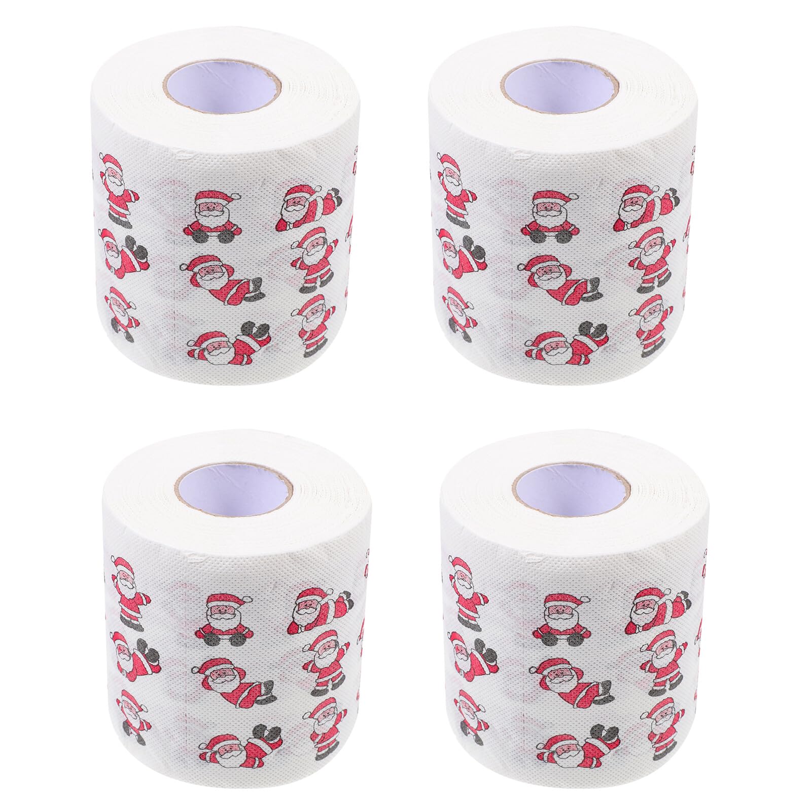 Papel higiénico navideño de doble capa pack de 4 rollos con estampado creativo de Santa