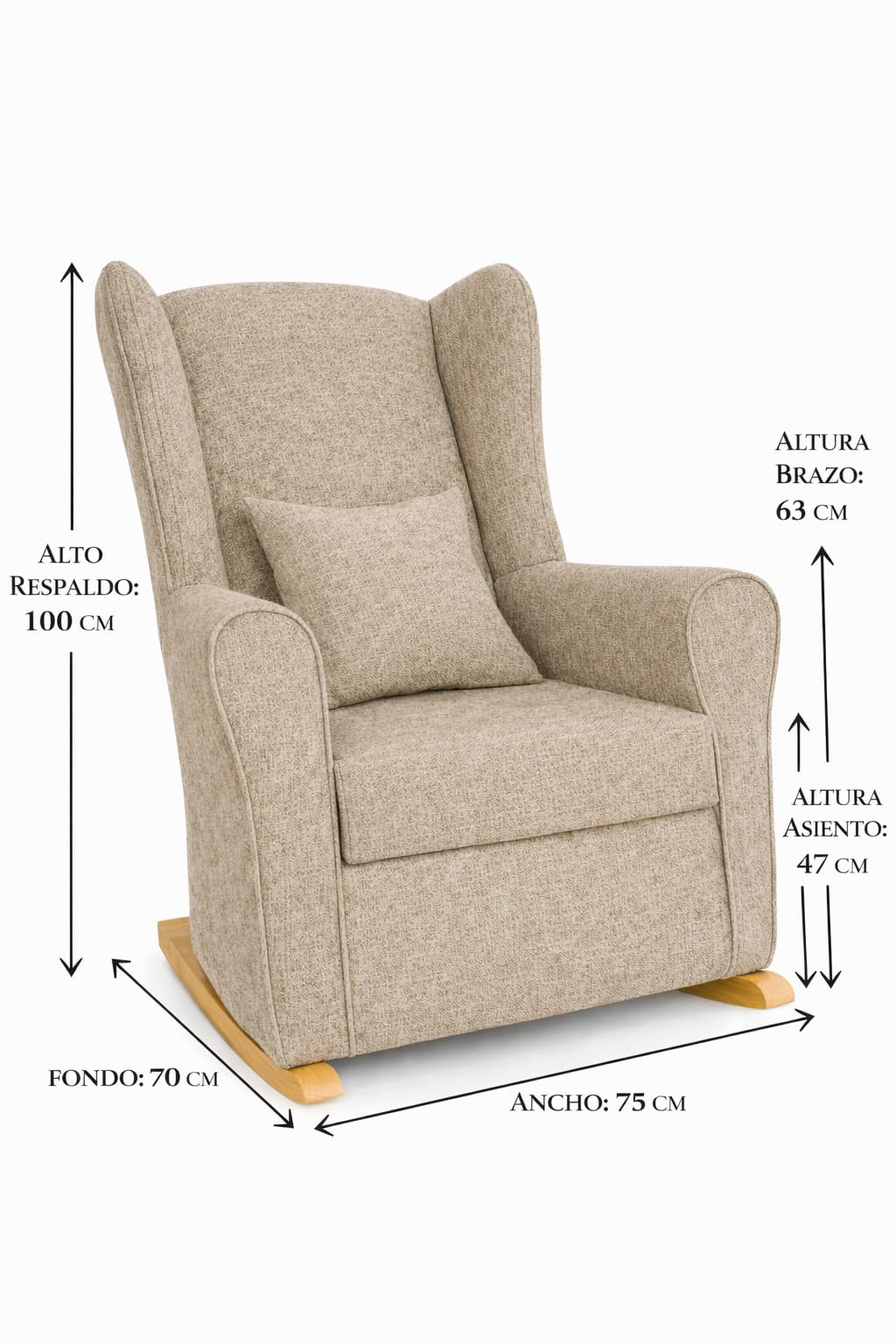 Sillón de Lactancia Balancín Moderno + Cojín Decorativo | Sillón Mecedora para Amamantar, Butaca de Lactancia Cómoda y Fácil Limpieza | Ideal para Bebé, Dormitorio y Salón. (Marrón) - 5