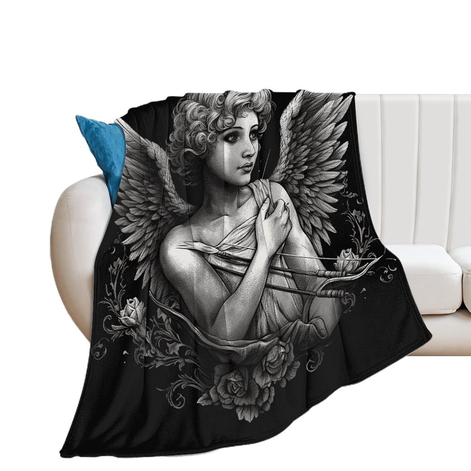 Lmngh Angel Portrait Style Throw Blanket Soft Cozy Bed Blanket Flannel Blanket 50X60 Inches Breathable Blanket For Couch Lightweight Blankets Anti-Static Throw Blanket For Sofa Camping