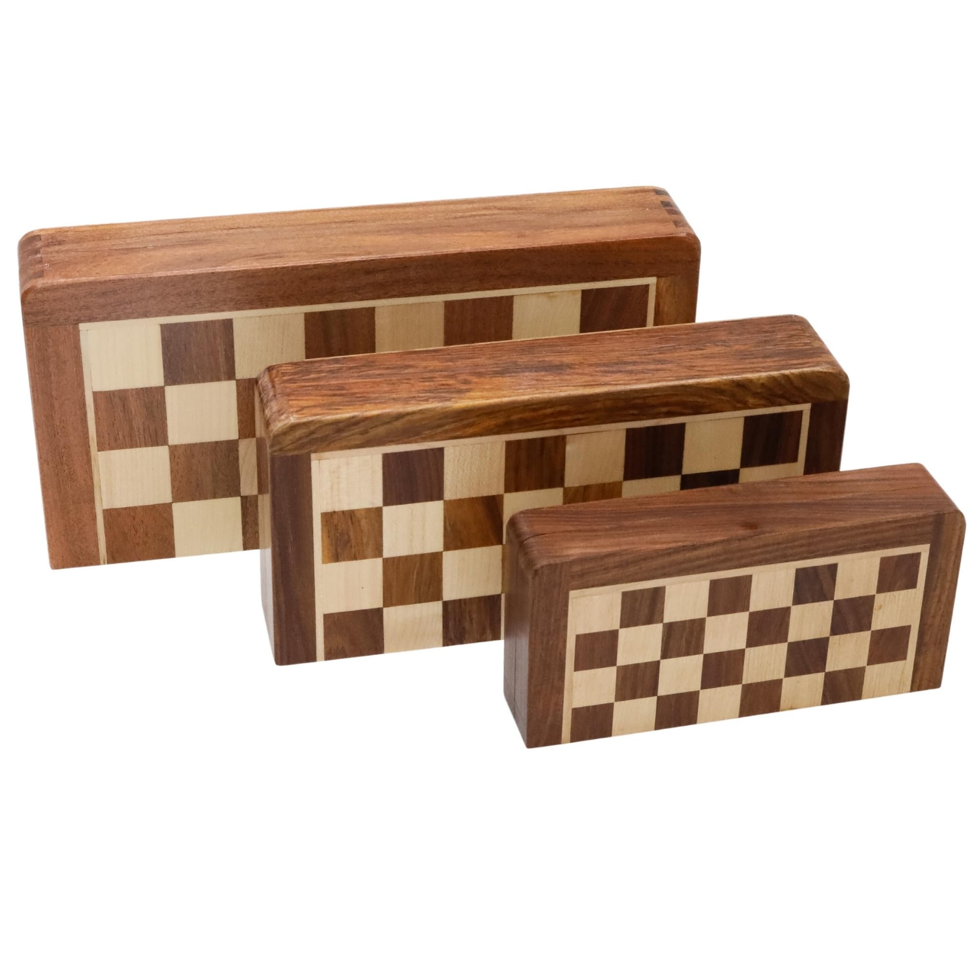 Jeu d'échecs magnétique pliable personnalisé | Planche en bois massif faite à la main et pièces d'échecs