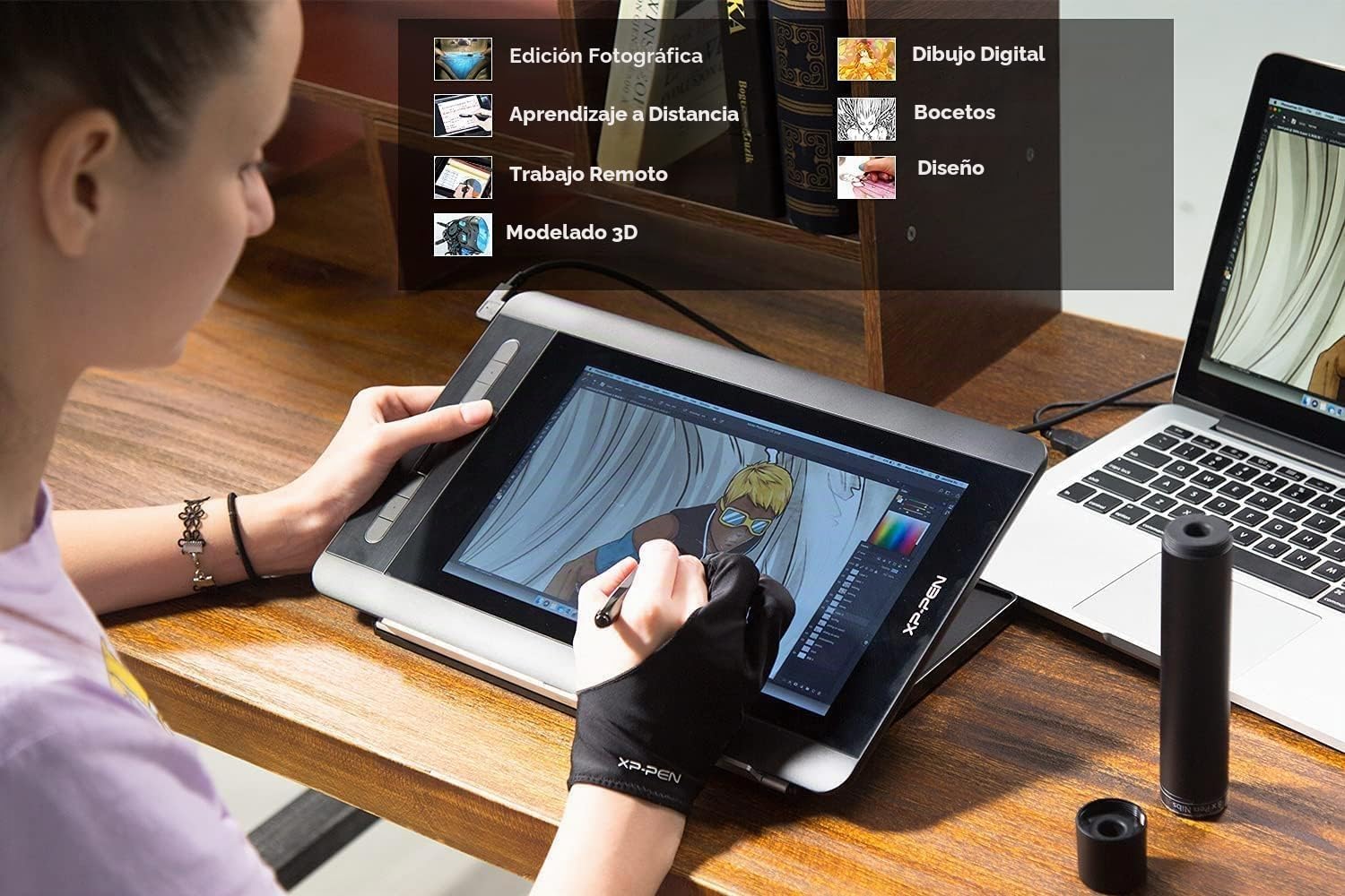 XP-Pen Artist 12 - Monitor gráfico (1920 x 1080 HD, IPS, con Barra táctil, lápiz P06 con Goma de borrar para enseñanza remota en casa)