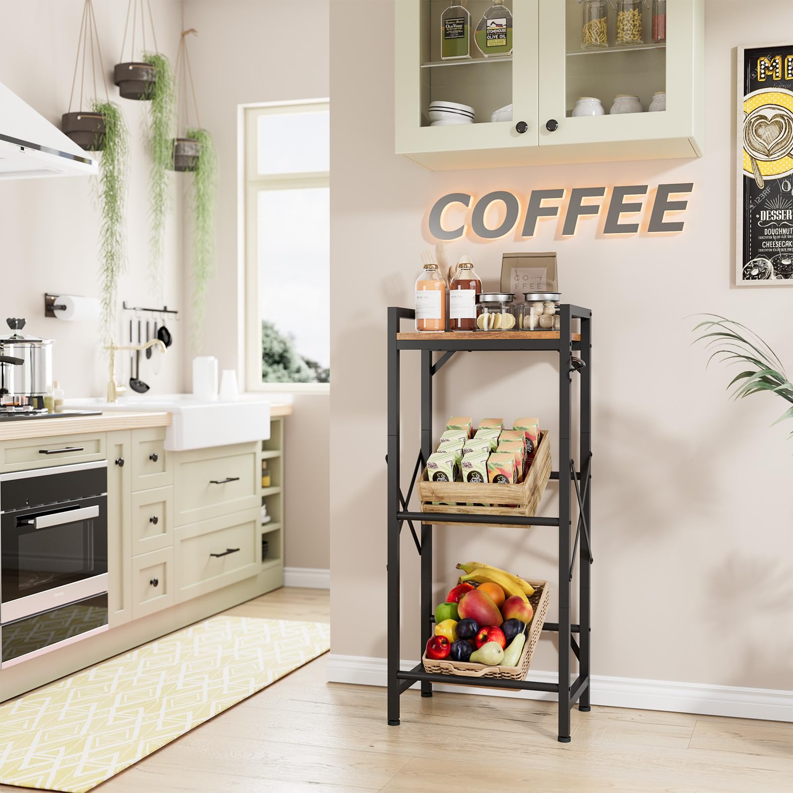 Aibiju Getränkekistenregal mit Ablage für 2 Kisten，32D x 47W x 116H cm Freistehend Kistenständer, Getränkeregal Wasserkistenregal, Bierkistenregal für Wohnzimmer, Küche, Weinkelle, YD-YLJ004H