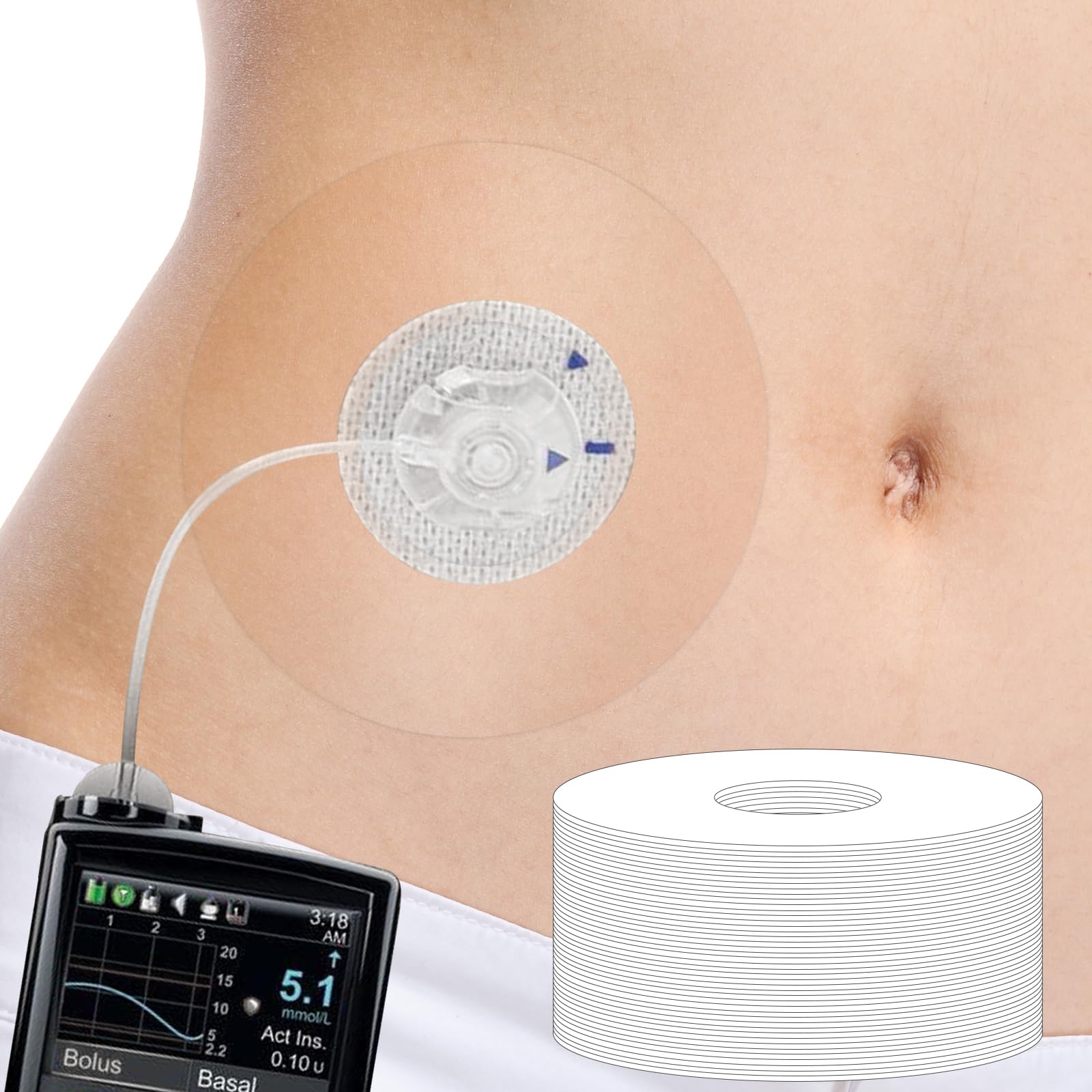 Adhesive Patches for Libre 3 and Insulin Pumps, 25Pcs Universal CGM Patches, Waterproof CGM Sensor Covers for 10+Days, Pre-Cut Adhesive Tape with 0.8-