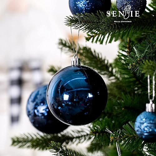Miniatura 7 de Adornos de Navidad para árboles de Navidad, adornos de bolas de Navidad inastillables azul noche