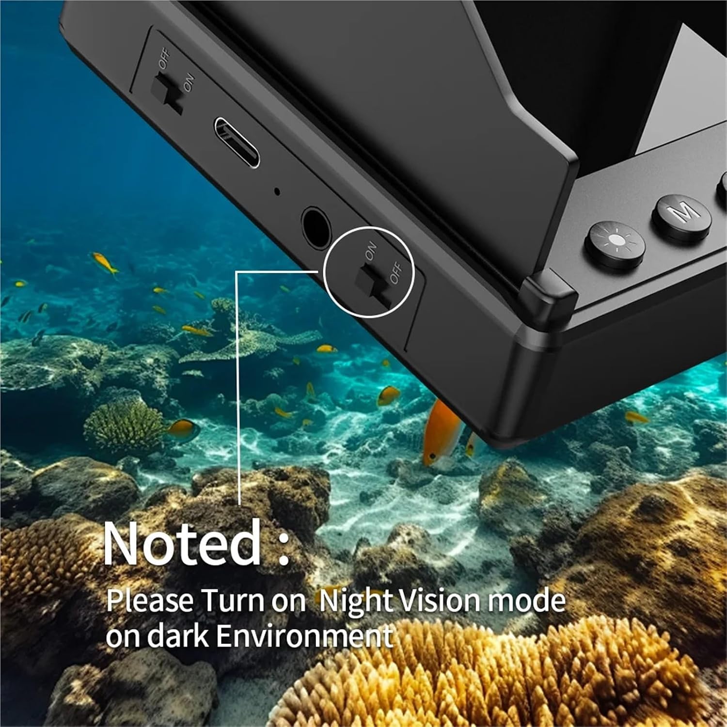 Portable Fish Depth Water Handheld 1080P 4.3 Inch LCD Fish Underwater 120° Fishing Camera with Night Vision(30m)