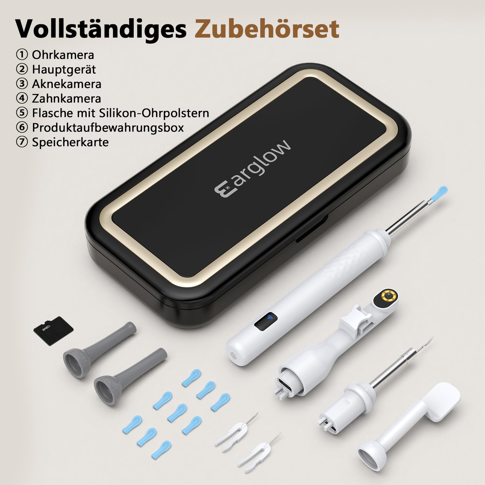 Ohrenschmalz Entferner Otoskop mit 3.97" Bildschirm Kein App Download Erforderlich, Ohrenreiniger Mit Kamera, Mitesserentferner, Mundpflege-Hilfe, Magnetmontage, Ladekoffer, Für Familie,Reise