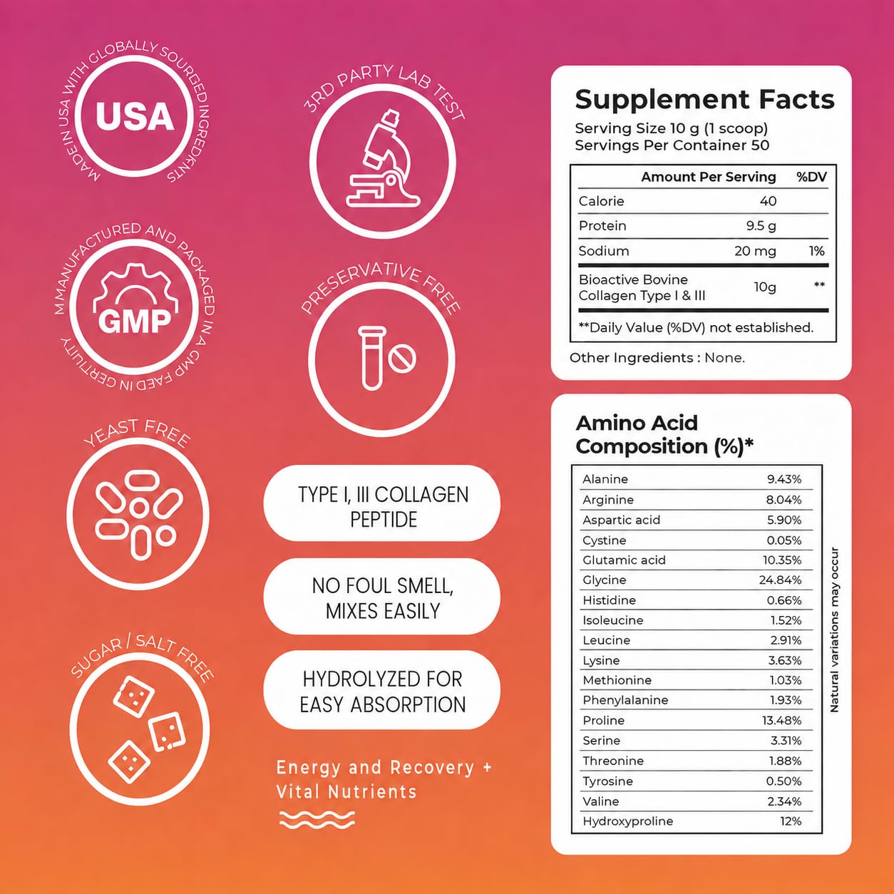 Hydrolyzed Collagen Powder for Women & Men – Organic Type I & III Bovine Collagen Peptides, High Protein – For Bone Strength, Joint Support, Healthy Hair & Glowing Skin - Colágeno Hidrolizado (500 g) — Amazon image 5