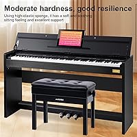 Vista 4 de AODSK Banco de piano de madera ajustable con cojín acolchado y almacenamiento con almacenamiento de partituras, color negro 22.05 x 13.39 x 18.31