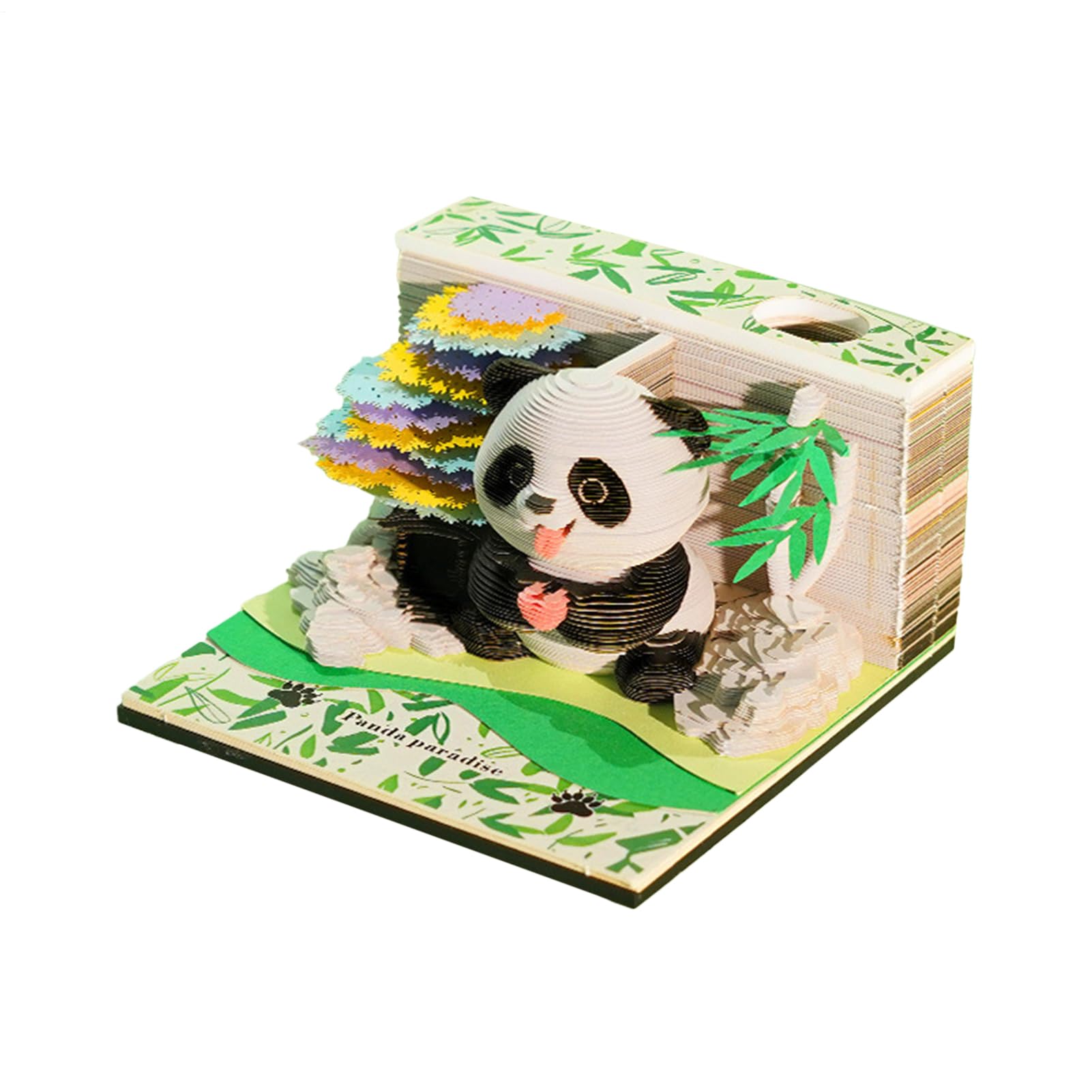 Timepiece Calendar 2026,Panda Paper Sculpture Notepad,3D Paper Sculpture Calendar - for School Classroom Home Commute Holiday Christmas Workout
