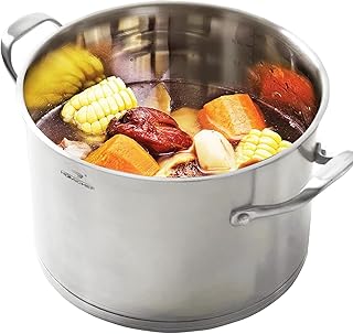 HOMI CHEF LARGE HEAVY ECOLOGICAL NICKEL FREE Stainless Steel Stock Pot 8qt w/Lid (No Toxic Non Stick Coating, 5.1LBS) - In...