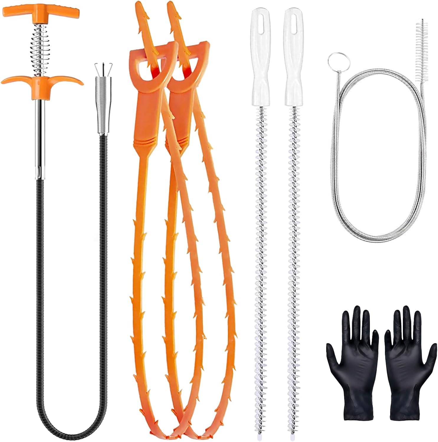 Drain Snake Hair Drain Clog Remover Tool - Sink Drain Cleaner for Sewer Kitchen Bathroom Shower Tub Toilet Clogged Drains Opener Cleaning Tool, Flexible Grabber Claw Pick Up Reacher Tool