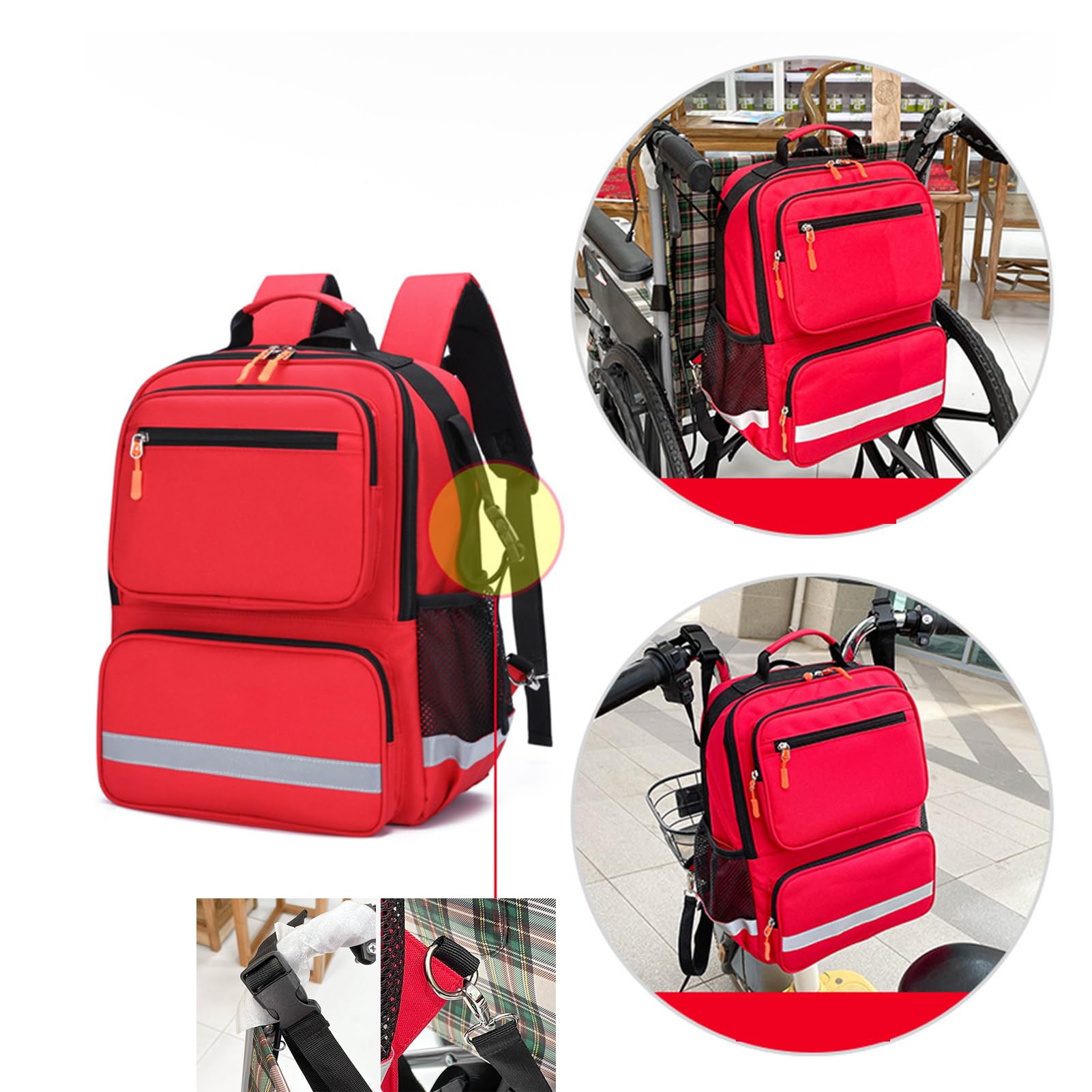 Große First Responder Trauma-Tasche, Erste-Hilfe-Kit-Rucksack, Multifunktions-Rollstuhltasche, Rollstuhl-Rucksack, First Responder EMT Trauma-Tasche (nur Tasche)