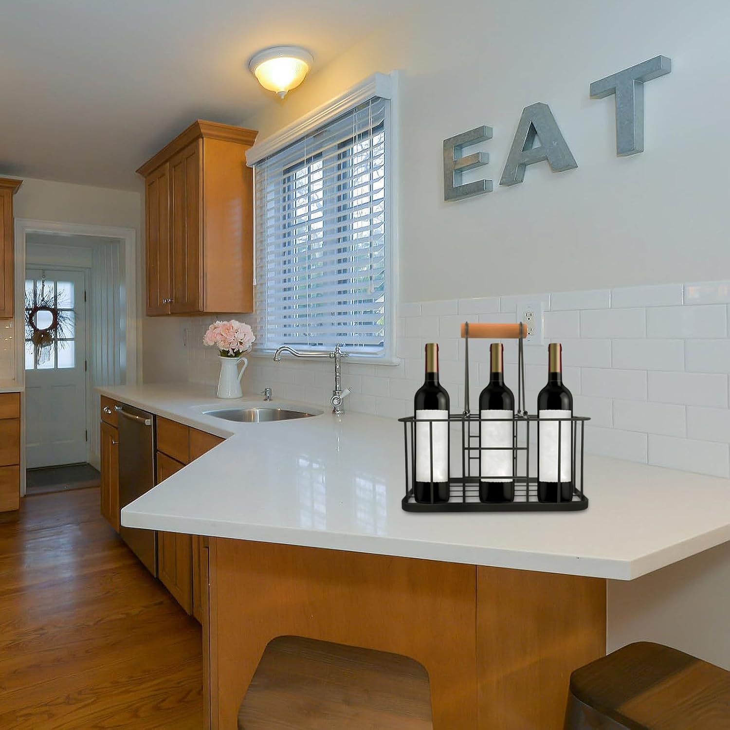 BESPORTBLE Red Wine Rack Iron Beverage Bottle Holder Decorative Wine Display Stand for Home Bar Storage Holds Up to Bottles Water Milk Containers Gray