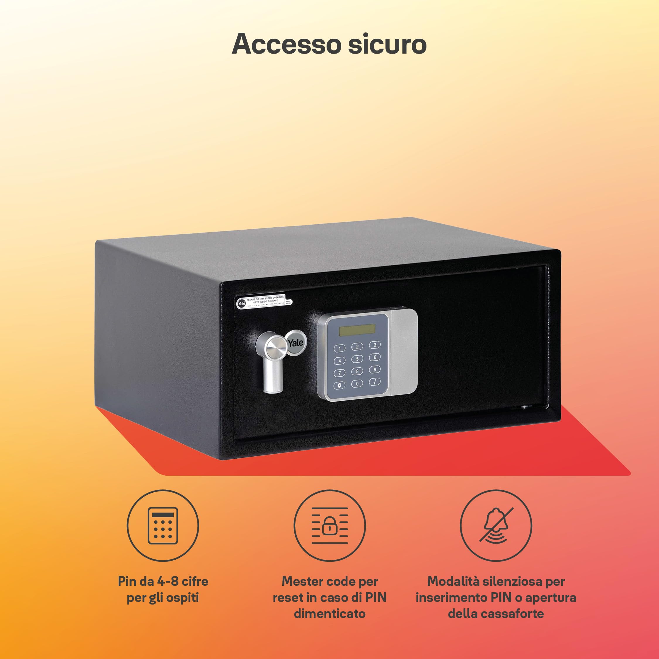 Cassaforte Elettronica V-SAFE/L Per Hotel - Tastiera Digitale, Maxi Apertura Motorizzata, Dimensioni 35x25x25 Cm