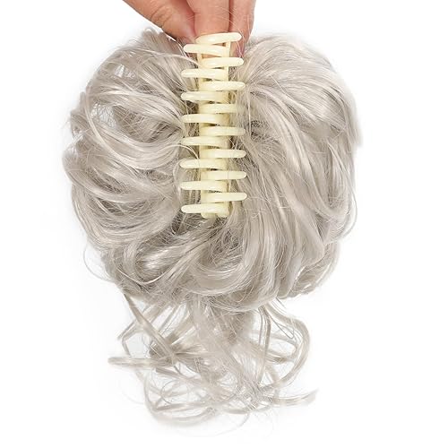 Miniatura 3 de Pinza de cabello con clip de moño desordenado, ondulado, rizado, con clip, moño despeinado, moño de pelo sintético falso para mujeres y niñas, color