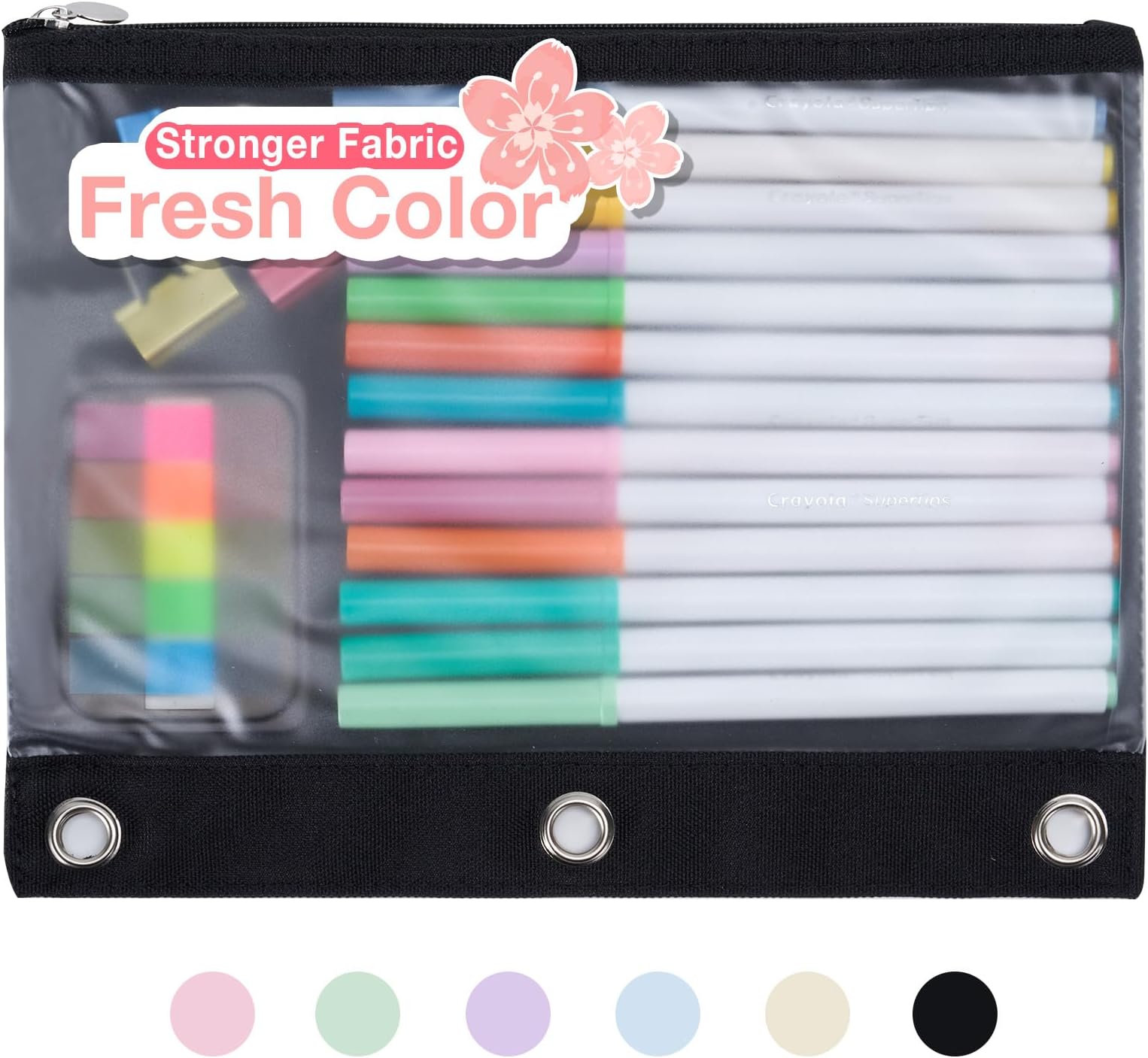 3 Ring Binder Pencil Case With Zipper 36-Pack For 3-Ring Binder