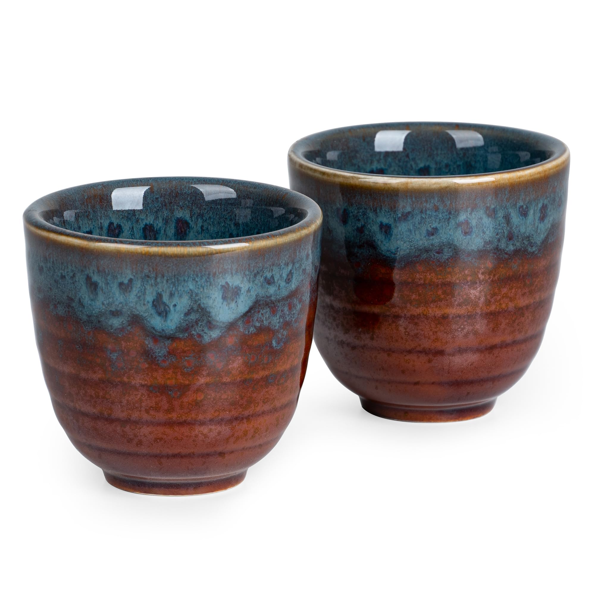 Ceramic Japanese Tea Cups, 5 oz Tea Cup, Asian Teacup, Teacups, Set of 2 (Peacock Tail, 2 pcs)