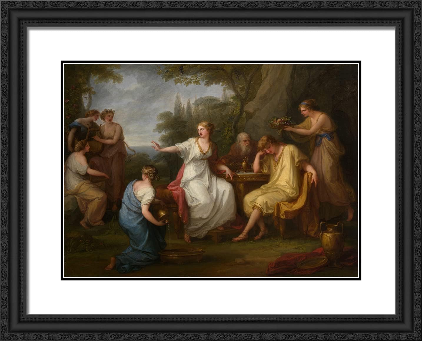 ArtDirect Kauffman, Angelica 24x20 Gold Ornate Framed Art Print with Double Matting Titled: The Sorrow of Telemachus