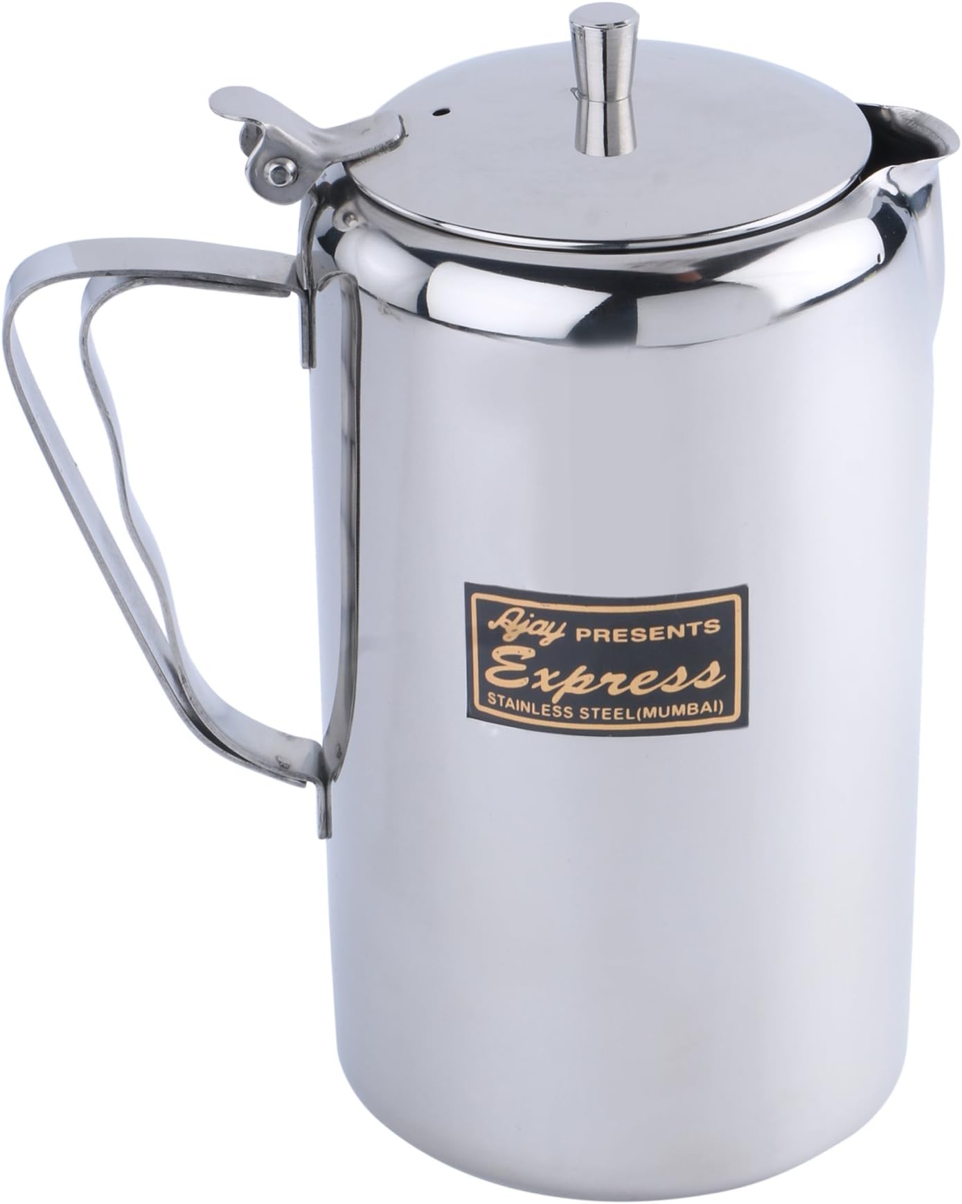 - Stainless Steel Water Jug with Hinged Lid, Mirror Finish, Simple Design, Strong and Sturdy, Spill Proof Pouring, Durable and Long Lasting 2500 ML, Tableware, Sliver
