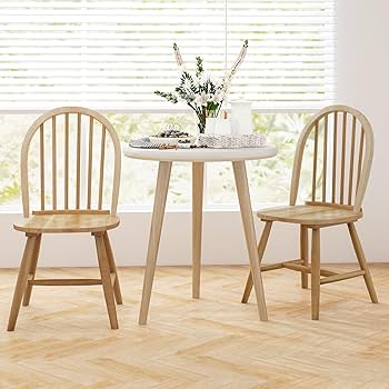 Amazon.com - HAPPYGRILL 2 Pieces Wooden Dining Chairs Set, Vintage
