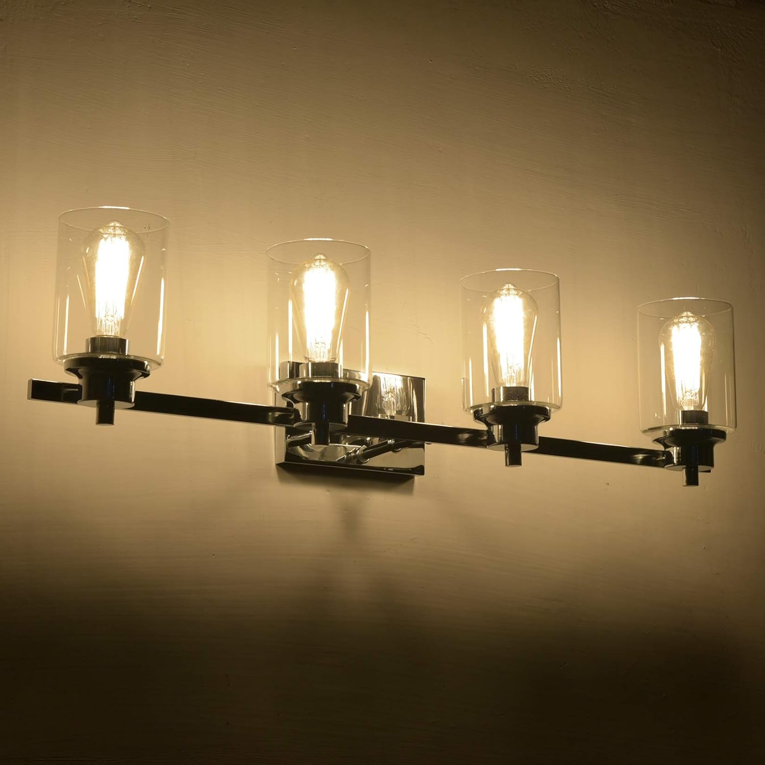 Chrome Farmhouse Bathroom Vanity Light, 4-Light Gooseneck Vanity Lights for Bathroom, Bedroom, Living Room, Kitchen, Restaurant