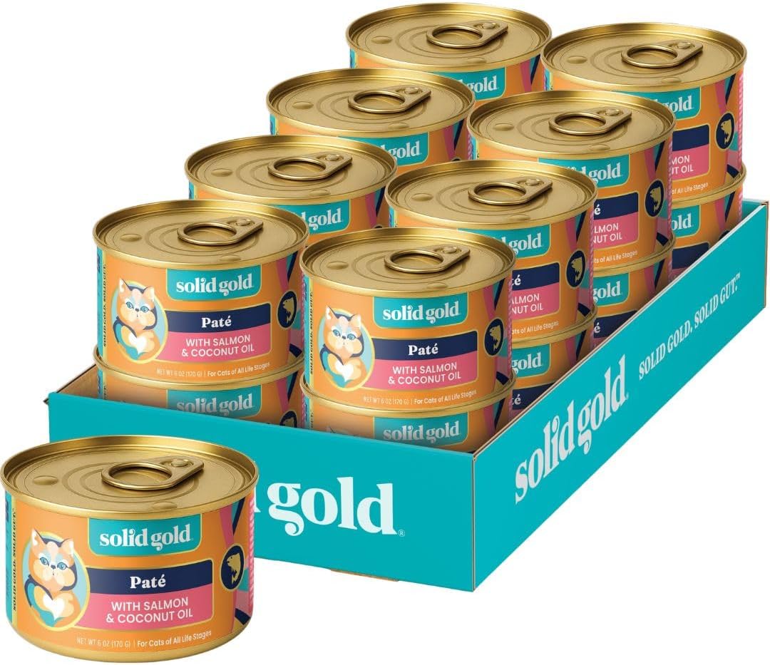 Solid Gold Tropical Blendz Salmon Pate in Coconut Oil - Nutrient-Rich Wet Cat Food for All Life Stages, 16 Pack