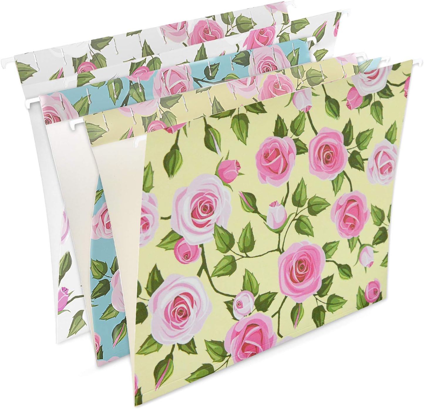 TIANBO FIRST Flower Hanging File Folders, Letter Size(12 Pack), Assorted 3 Colors with 1/5 Cut Tabs, File Folders Floral