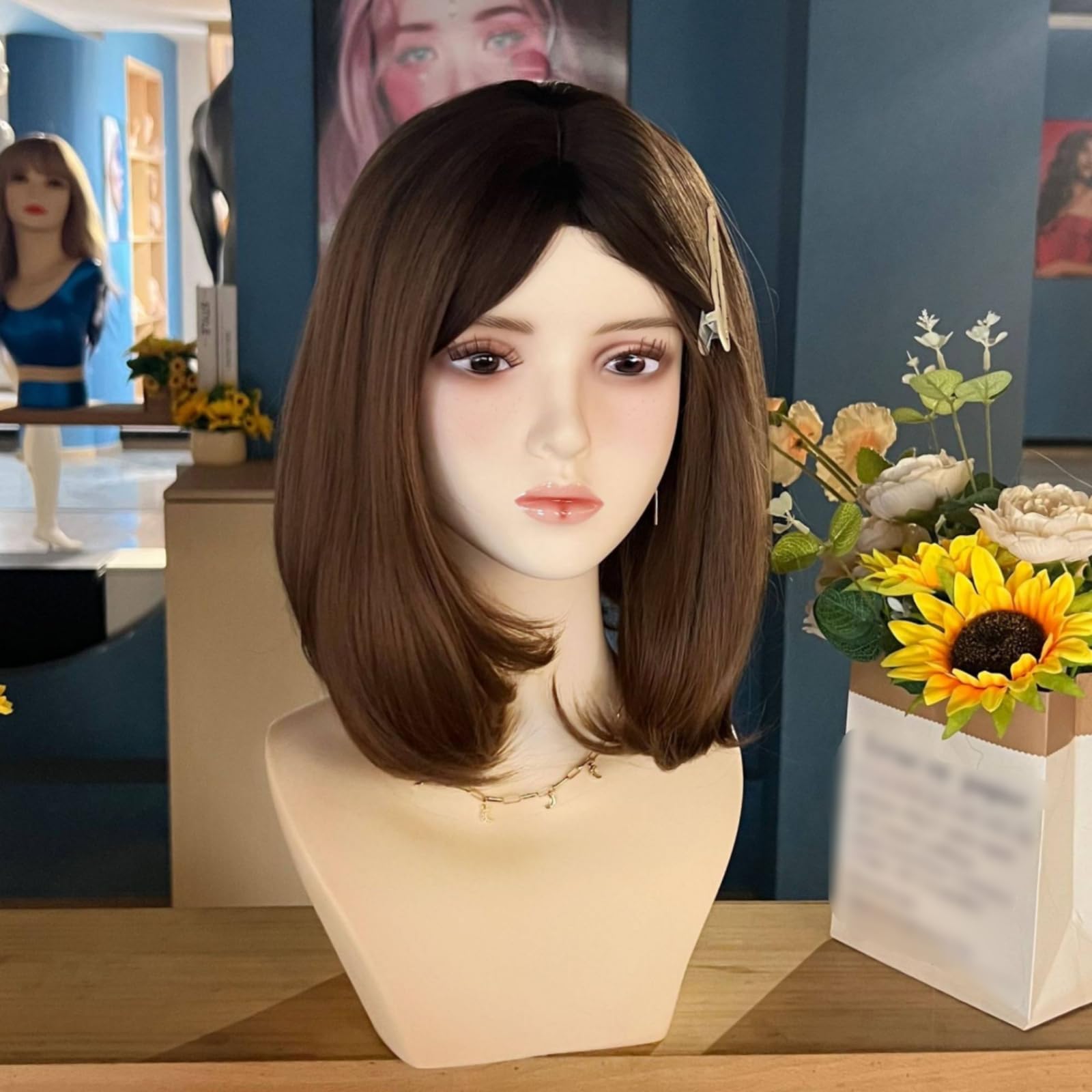 Testa Manichino Parrucca Supporto Busto Espositore Porta Parrucca Modello Spalle PVC Superficie Levigata Adatta per Saloni Negozi Casa Formazione Styling Sessioni Foto Allestimenti Vetrina