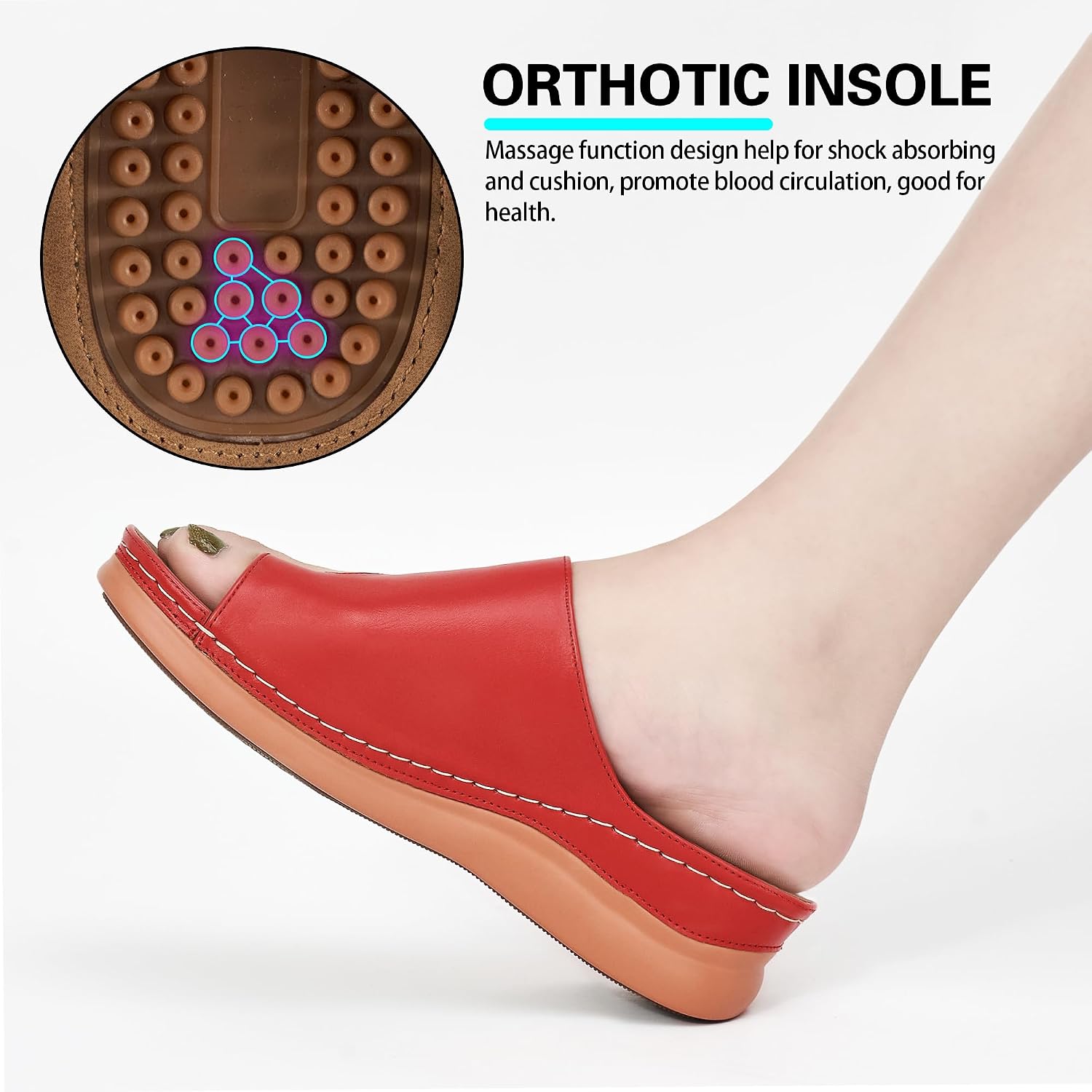 Aomigoct Womens Comfort Wedge Sandals: Soft & Orthopedic for All-Day Walking - Non-Slip 1.96" Heel for Stability - for Comfort Seekers