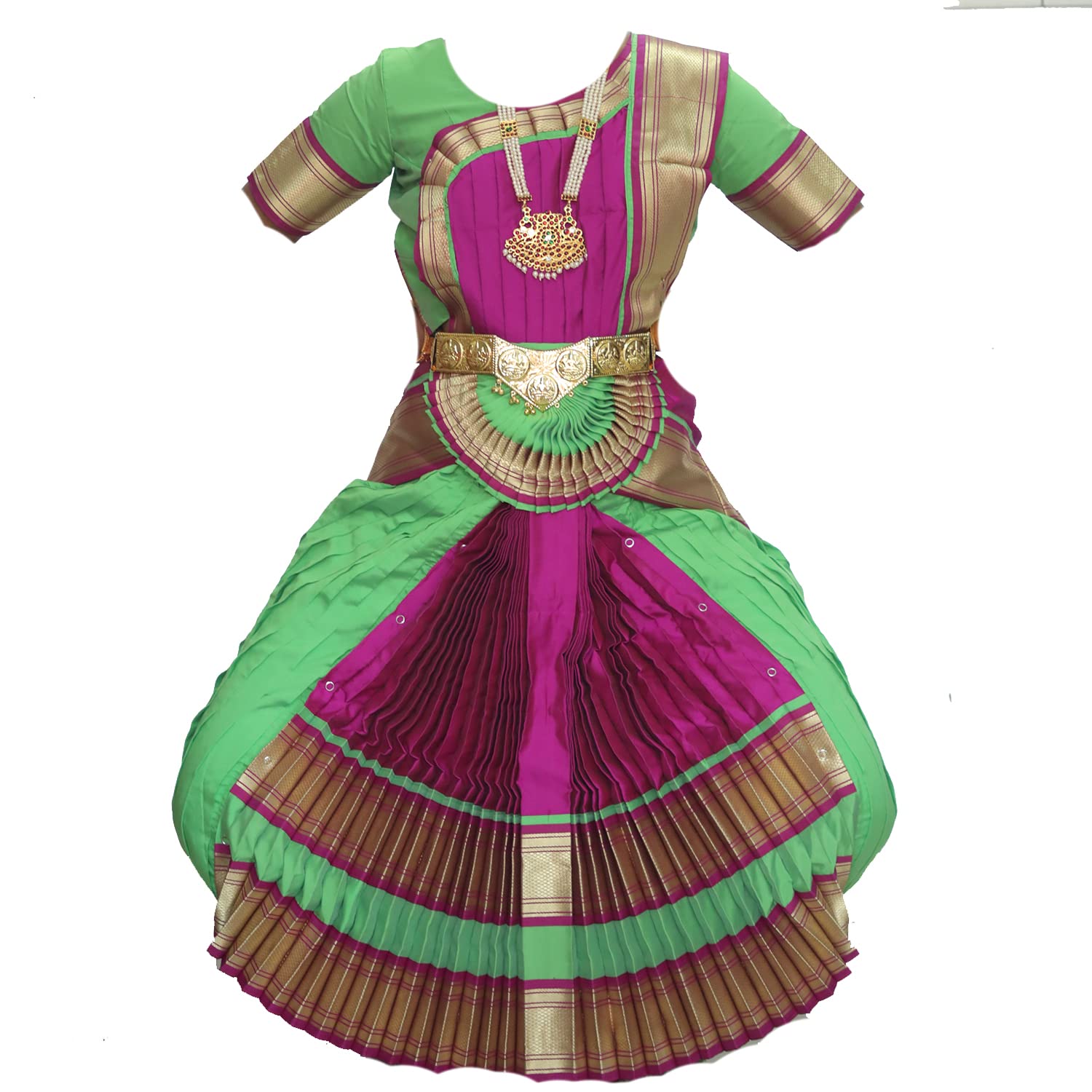Mudra Dance Costumes Classical Bharatnatyam Readymade 36 Inch Green and Purple Silk Cloth Women and Kids Dress for Fancy Dress, Costume Competitions, School Dance Events, Annual Functions (B0B92FM8DF) Amazon Price History, Amazon Price Tracker