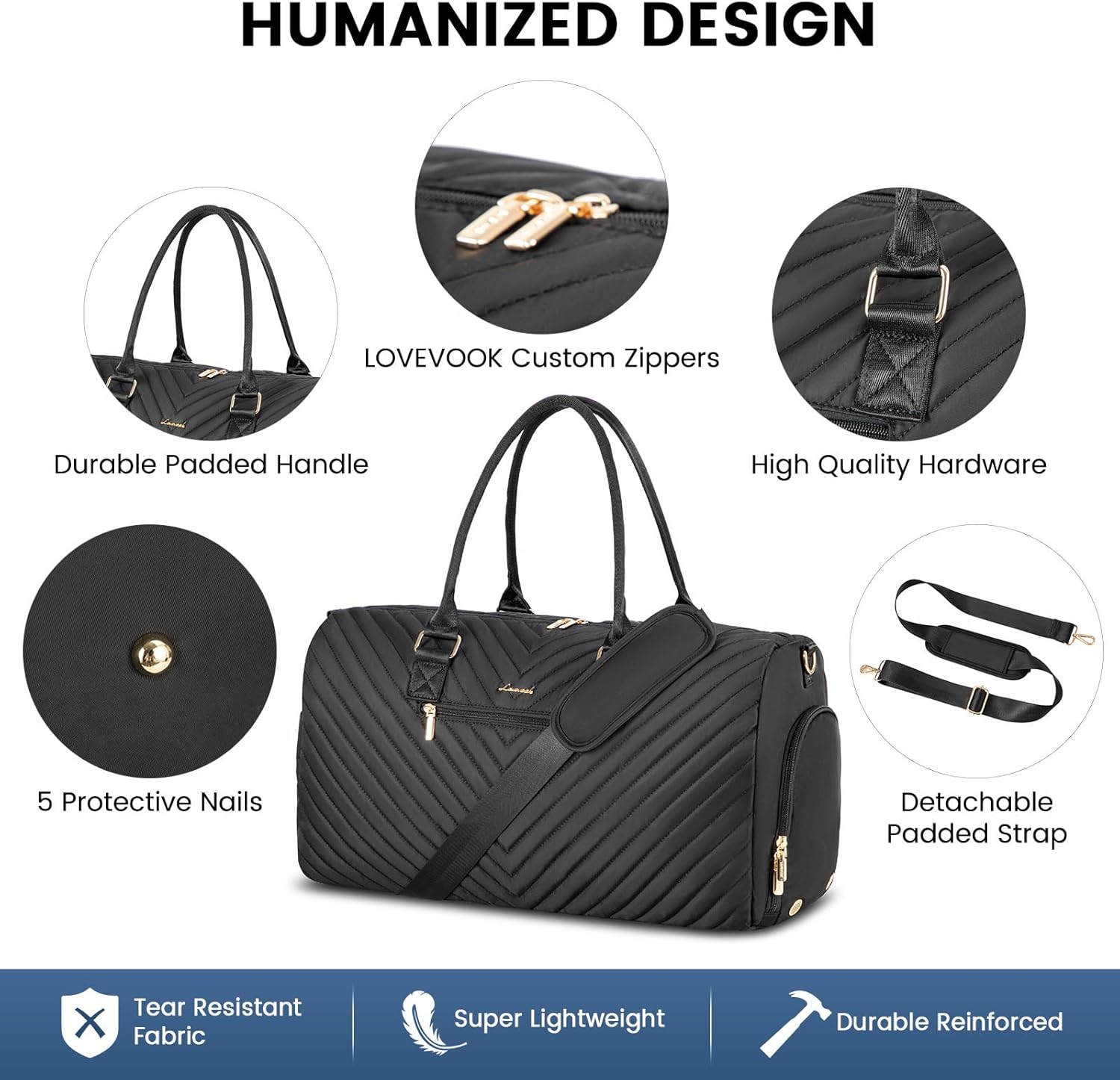 LOVEVOOK Travel Duffle Bag, Weekender Bag for Women with Toiletry Bag, Carry on Overnight Bag with Shoe Compartment, Gym Duffel Bag with Wet Pocket, Mommy Hospital Bags for Labor and Delivery - Image 5