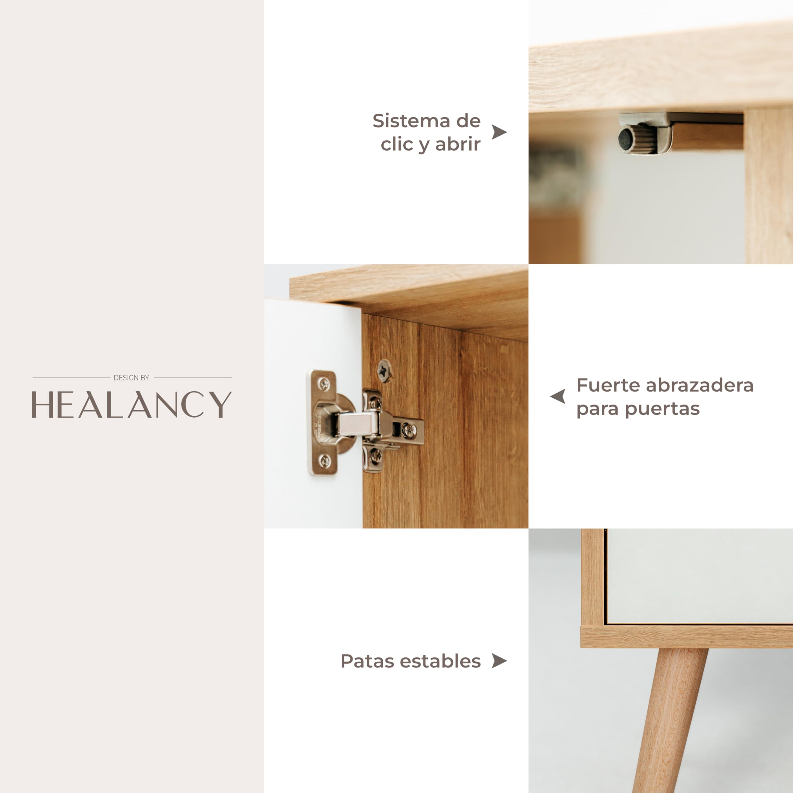 HEALANCY Cassettiera a 2 ante, Cassettiera per la Camera da letto Cassettiera Bassa per il Soggiorno, il Corridoio, la Camera da Letto Cassettiera Moderna di Design alla Moda