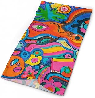 Graffiti Art Hippie Style UV Protection Bandana Neck Gaiter Face Mask | Lightweight Printed Bandana for Head Wrap Neck Scarf Face Cover, Breathable Sweat Wicking, Upf 50, Sun Wind Dust Shield