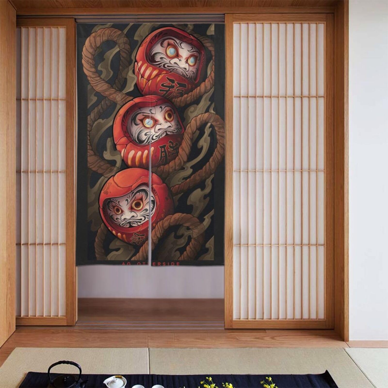 葉っぱたたき染め　麻布のれん 葉っぱたたき染め 麻布のれん 楽天市場】麻 のれん：縦染ぼかし