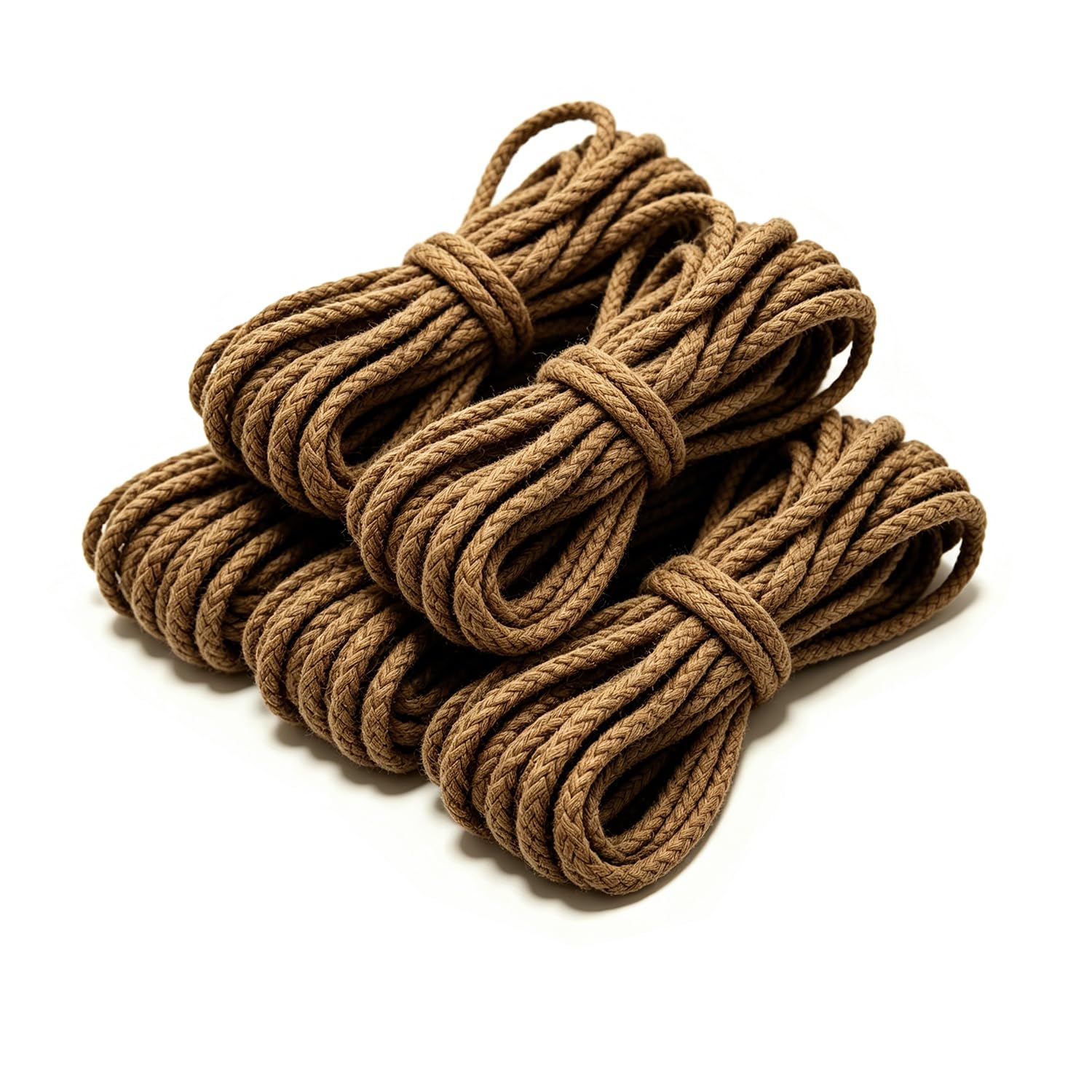 Macrame Cord 7mm, Khaki Thick Braided Cotton Rope for Plant Hangers, Wall Hangings, Drawstring, Clothesline, DIY Crafts(5m/Roll,5Rolls)