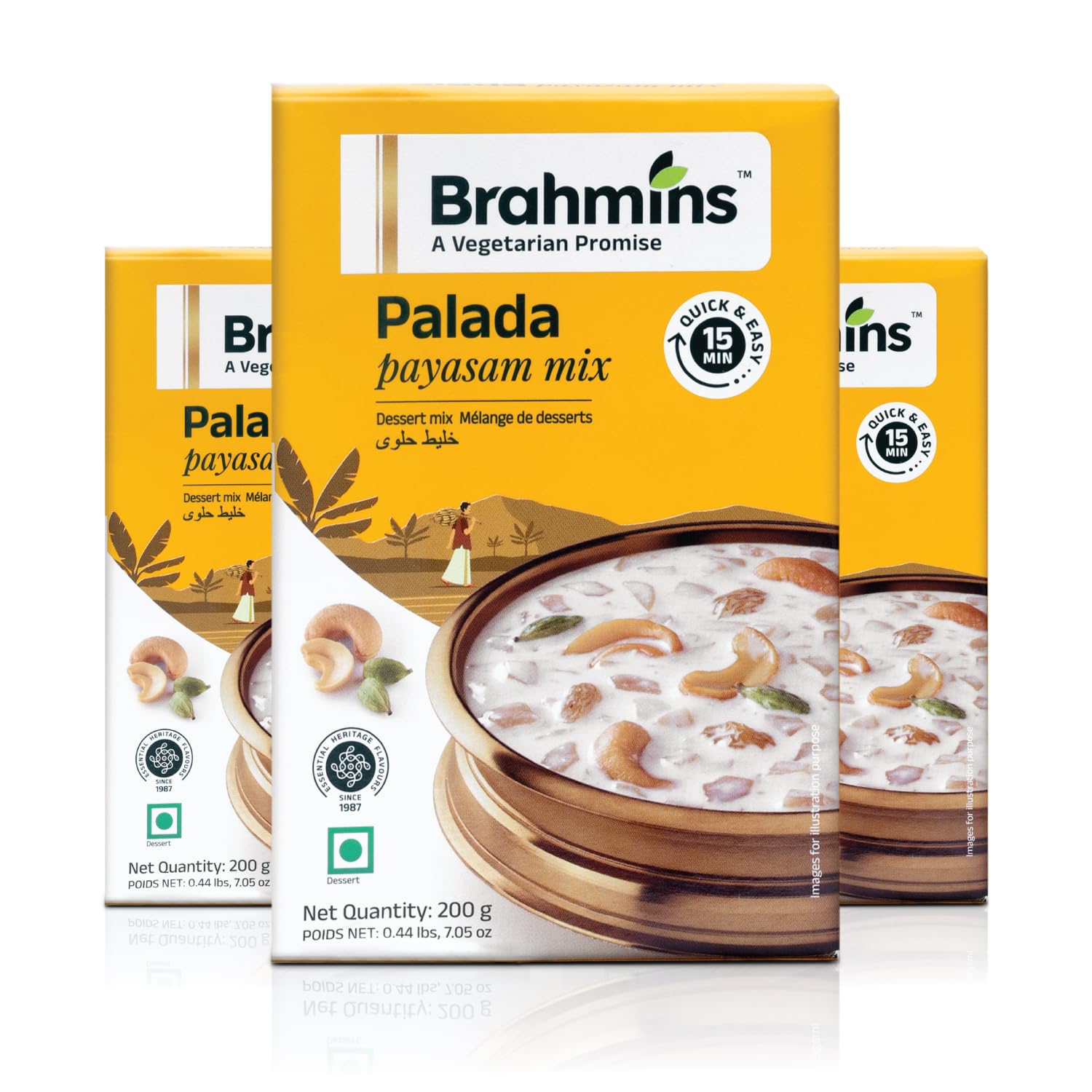 BRAHMINS Palada Payasam Mix A Vegetarian Promise| Ready to Cook Dessert Mix| Ideal for Cooking Sweet Porridge| 100% Vegetarian| 200 G x 3| 3 Packs,Unflavoured