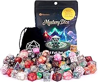 Vista 16 de Haxtec DND Conjunto de Dados 7 Piezas Conjunto de Dados de Resina Negro con Inclusión de Mylar Iridiscente Dados Poliédricos D&D