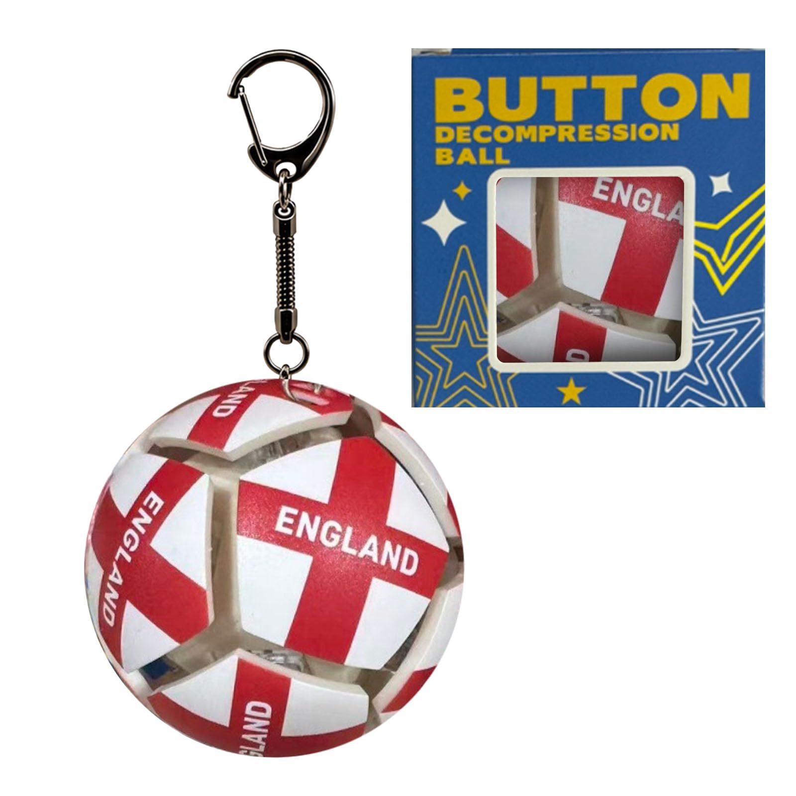 2026 Interactive Light & Sound Soccer Ball Fidget Keychain, Country Flag Printed Stress Relief Football Toy, Press-Activated Anti-Anxiety Toy for Office, School and Travel