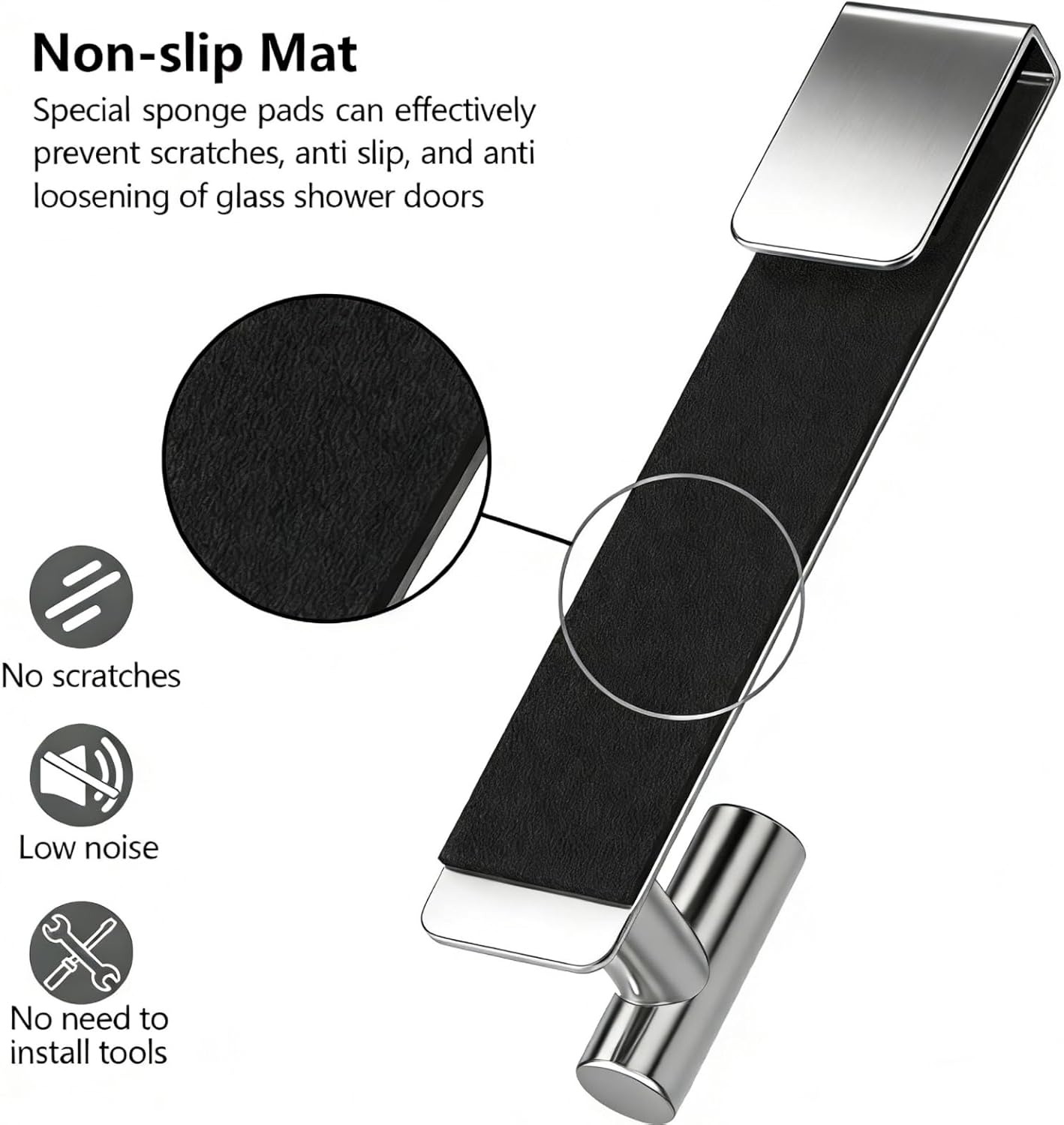 PMMASTO Shower Door Hooks, (7.5 Inch) Extended Towel Hooks for Bathroom Frameless Glass Shower Door, Stainless Steel Heavy Duty Hooks (Polished Silver, T Shape-Fits 3/8" Thick Door)