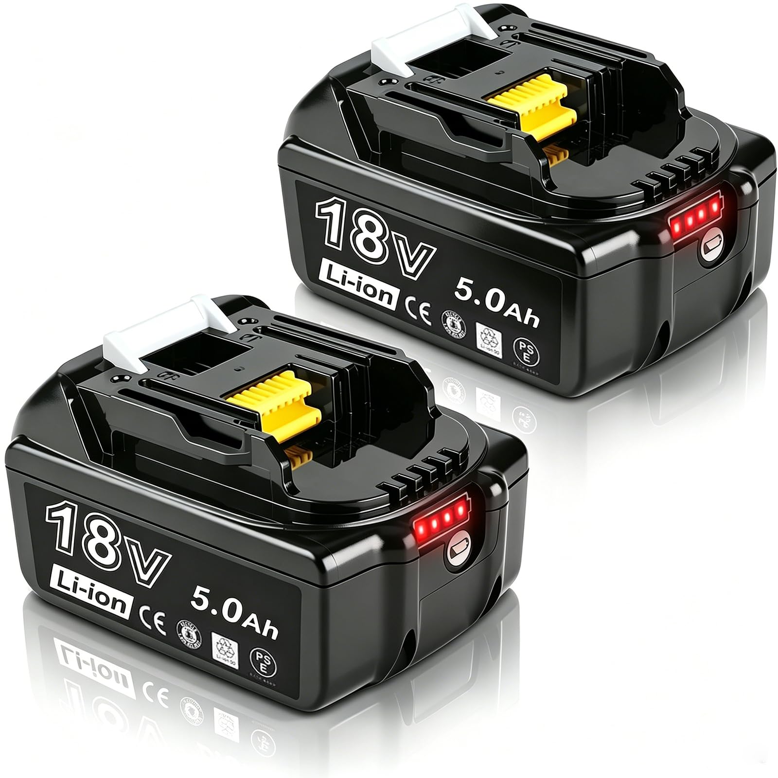 KINGTIANLE 2 Stück 18V 5.0Ah / 5000mAh Akku Ersatzakku für BL1850 BL1860B BL1855 BL1840 BL1830 BL1835 BL1820B BL1815 mit LED Indikator Werkzeugakku
