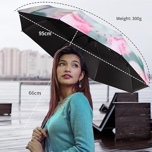 Miniatura 6 de RXHOSIGAY Paraguas ligero con bloqueo UV, perfecto para viajes y uso diario, impermeable y resistente al viento para mujer, color rosa