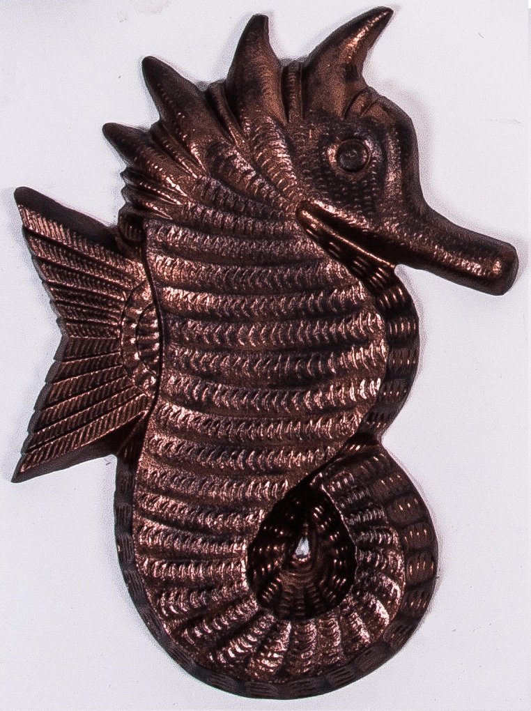 Black Country Metal Works Sea Horse Garden Stepping Stone - Hand Cast Aluminium (Bronze)