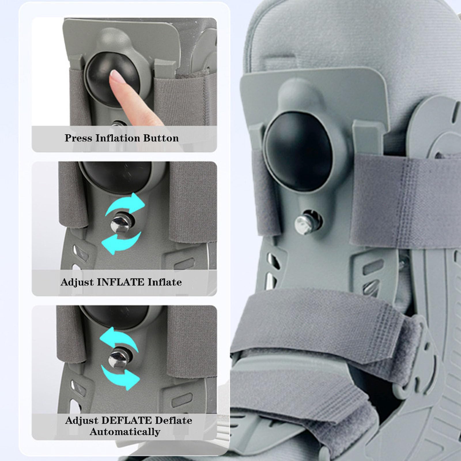 SFKLYU Bota de Recuperación Médica para Caminar, Bota de Soporte para Fracturas de Tobillo y Pie, Bota Inflable para Caminar para el Tratamiento de Fascitis Plantar Tendinitis Aquiles,A1,L